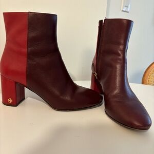 TORY BURCH TWO-TONE LEATHER BOOTS (nearly worn!)